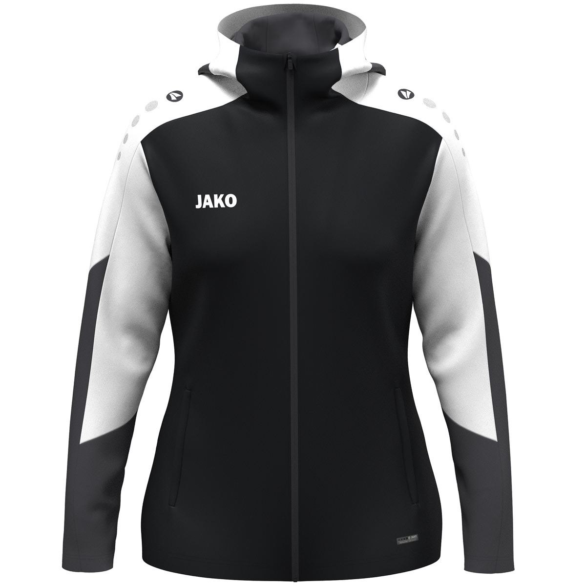 JAKO Kapuzenjacke Dynamic Damen (schwarz/weiß/anthrazit / Größe L (42/44) / Damen Sportgrößen)