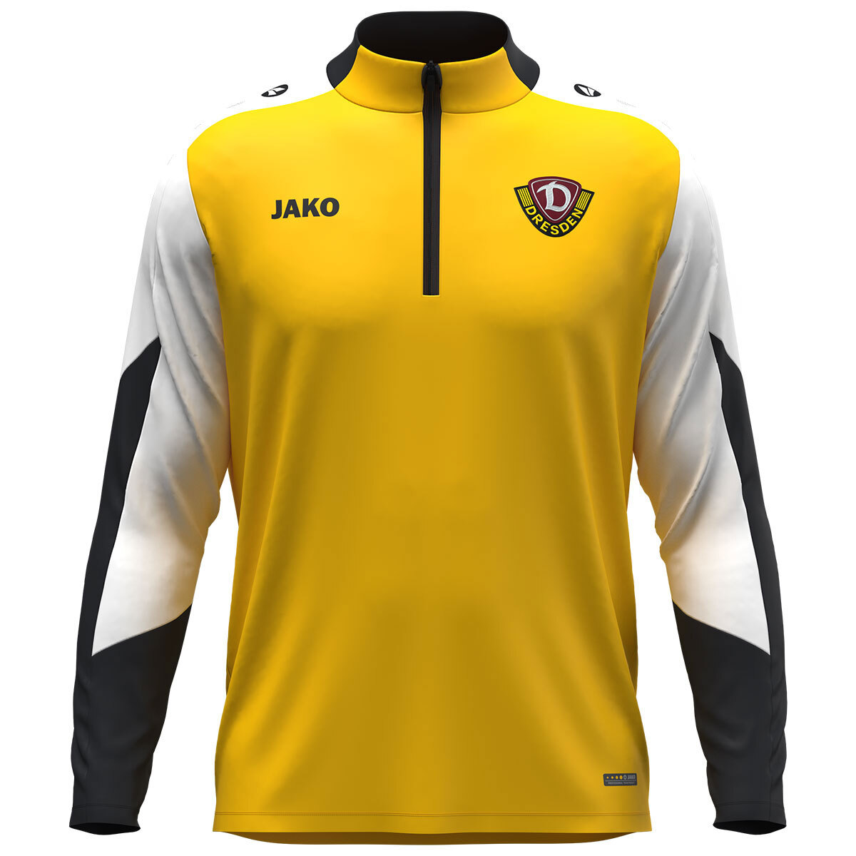 JAKO – Ziptop Dynamic Donna – Nero/bianco/antracite, Taglia M – Maniche In Elastan, Colletto A Contrasto – Realizzato In Poliestere Riciclato