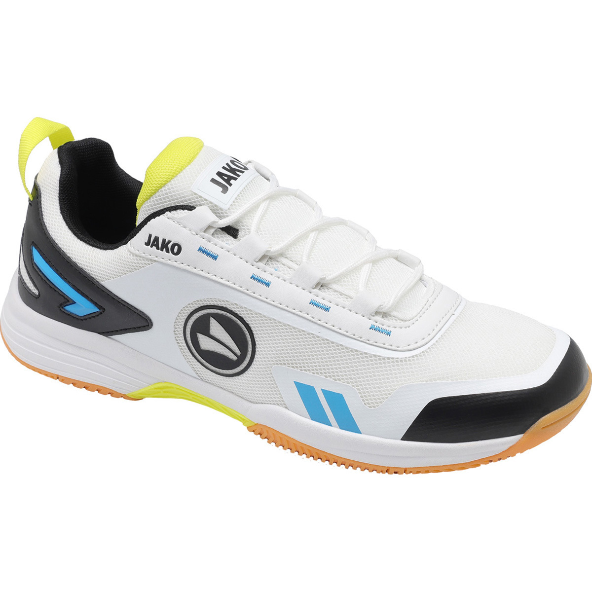 JAKO Sportschuh Flow II ID (weiß/skyblue/neon gelb / Größe 39 / Schuhe europäisch)