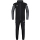 Tracksuit Polyester Performance with hood schwarz/anthra light Front View