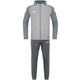 Tracksuit Polyester Performance with hood soft grey/stone grey Front View