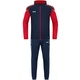 Tracksuit Polyester Performance with hood seablue/red Front View