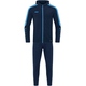 Polyster tracksuit Power with hood marine/skyblue Front View